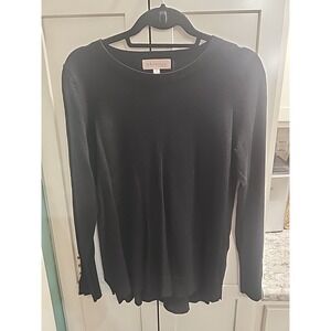 Philosophy Boat Neck Sweater Black W/ Gold Buttons Sz M‎
